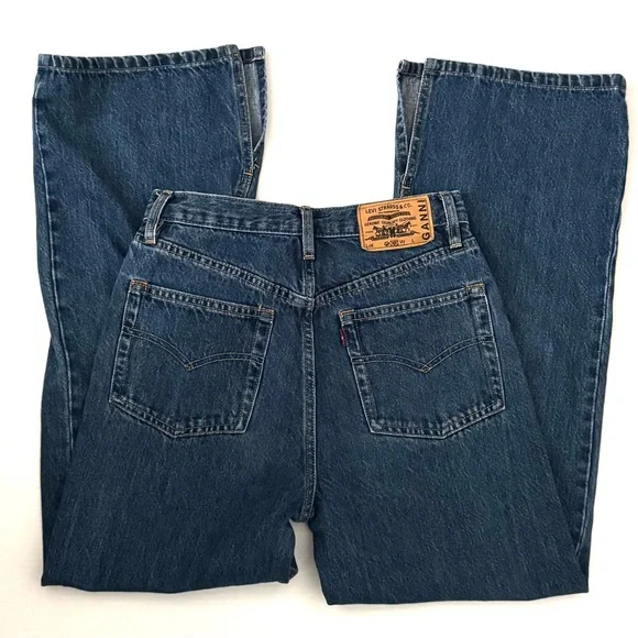GANNI X Levi’s Cropped Jeans Side Slit High Rise Relaxed Fit Size 26 - Picture 1 of 7